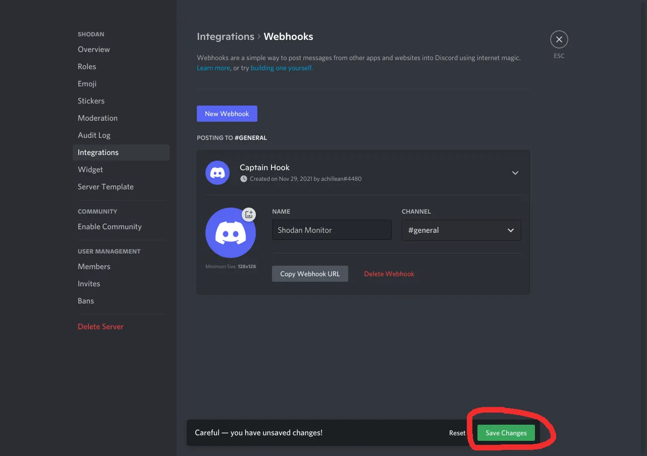 Webhook form