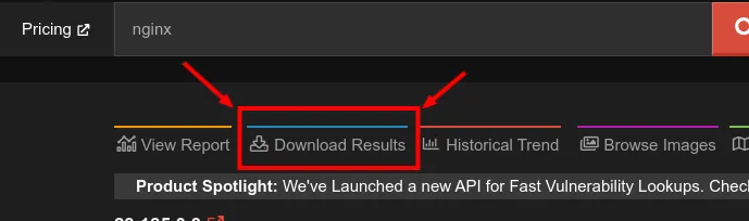 Download search results link